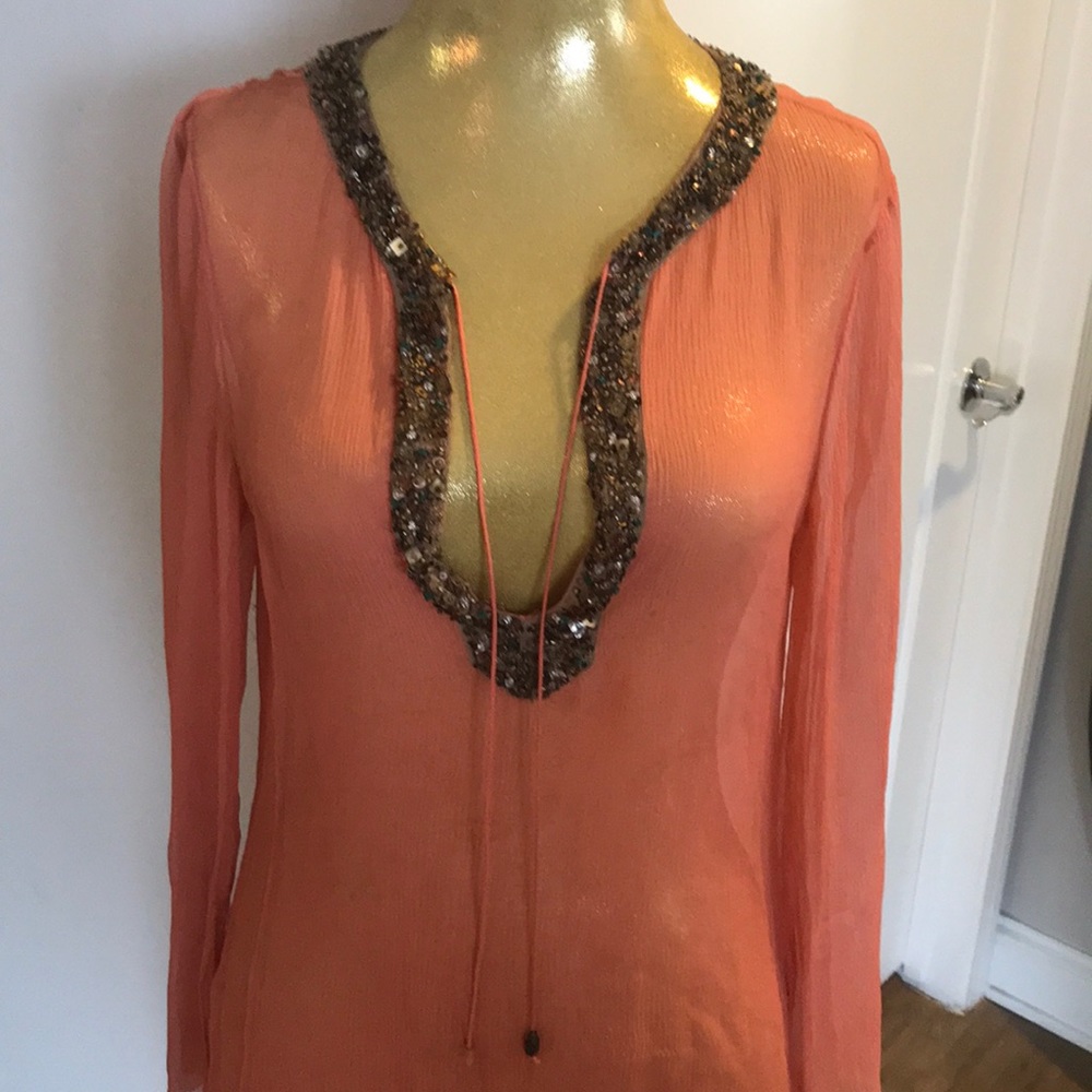Vintage Elie Tahari sheer tunic 100% Silk